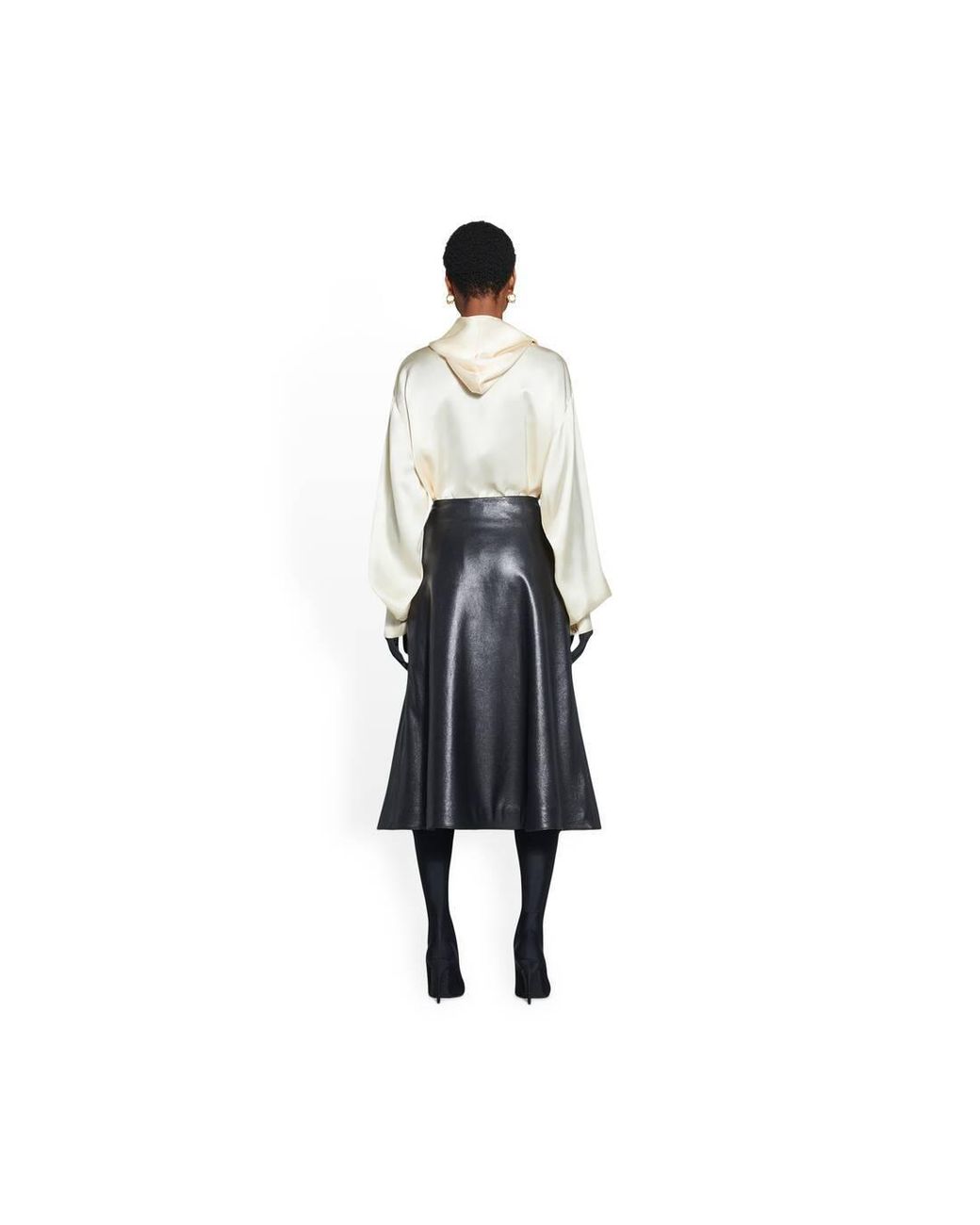 Balenciaga Black A-Line Leather Skirt
