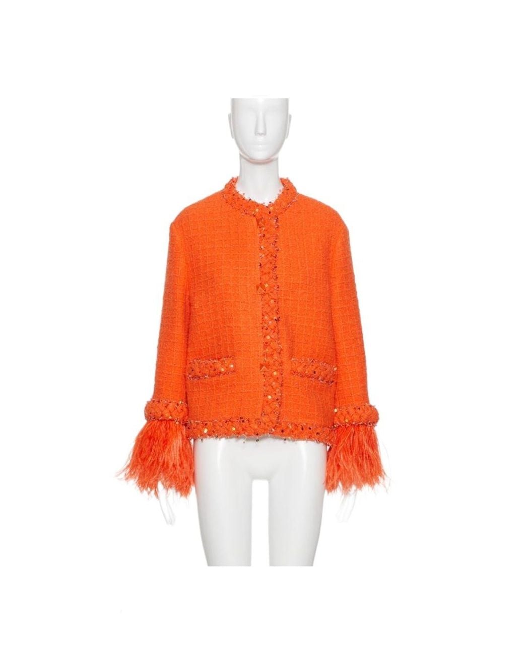 Valentino Orange Rockstud Tweed Jacket