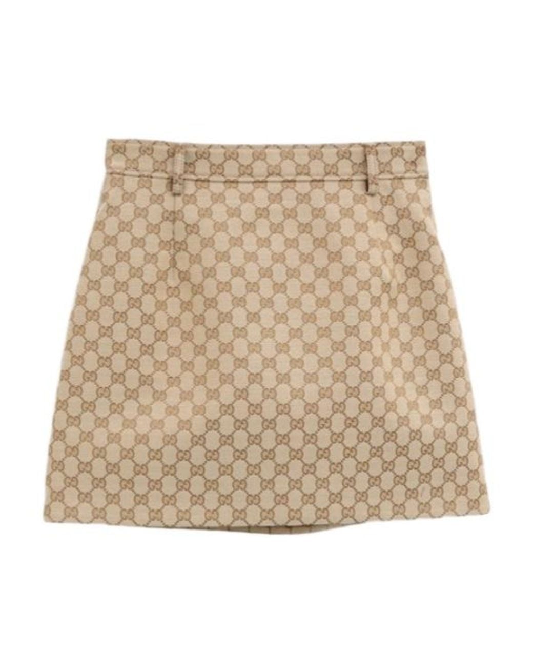 Gucci Natural Gg Cotton Canvas Jacquard Fabric Skirt