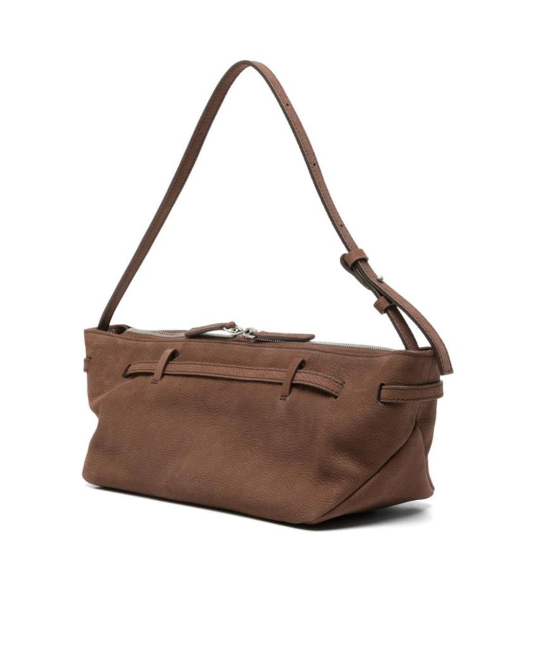 MARGE SHERWOOD Brown Lace-Up Detail Shoulder Bag
