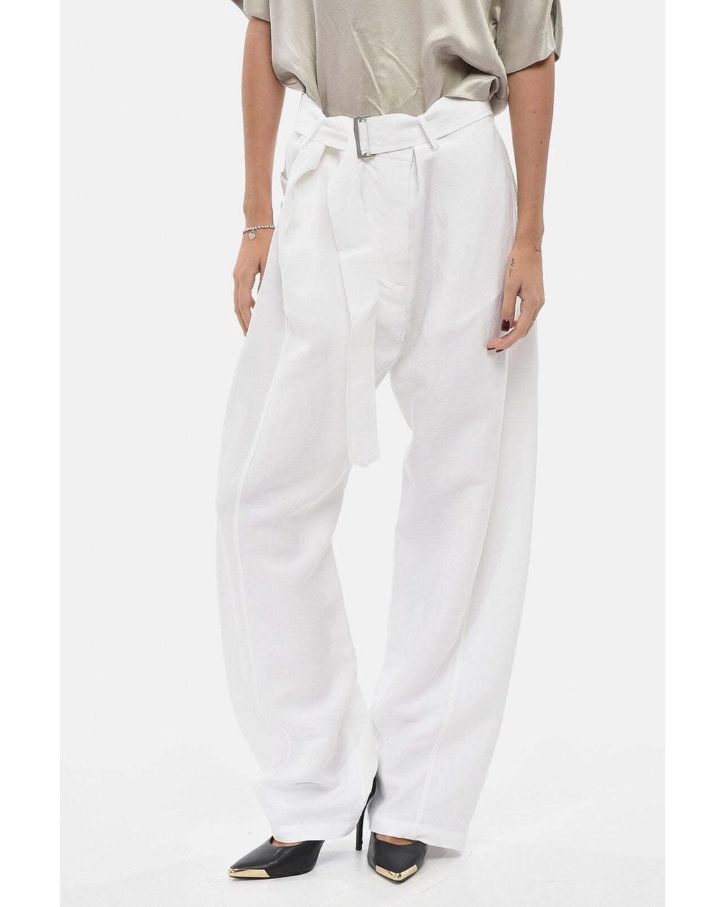 Magda Butrym White Belted Trousers