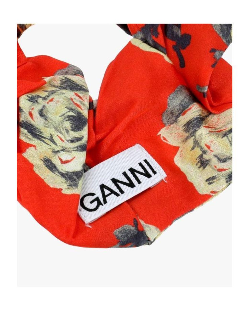 Ganni Red Floral Printed Scrunchie