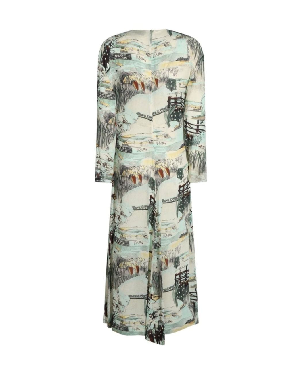 Tory Burch Green Printed Viscose Bow Dress