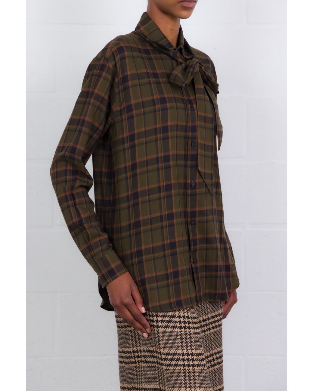 Saint Laurent Green Cassandre Lavallière Shirt