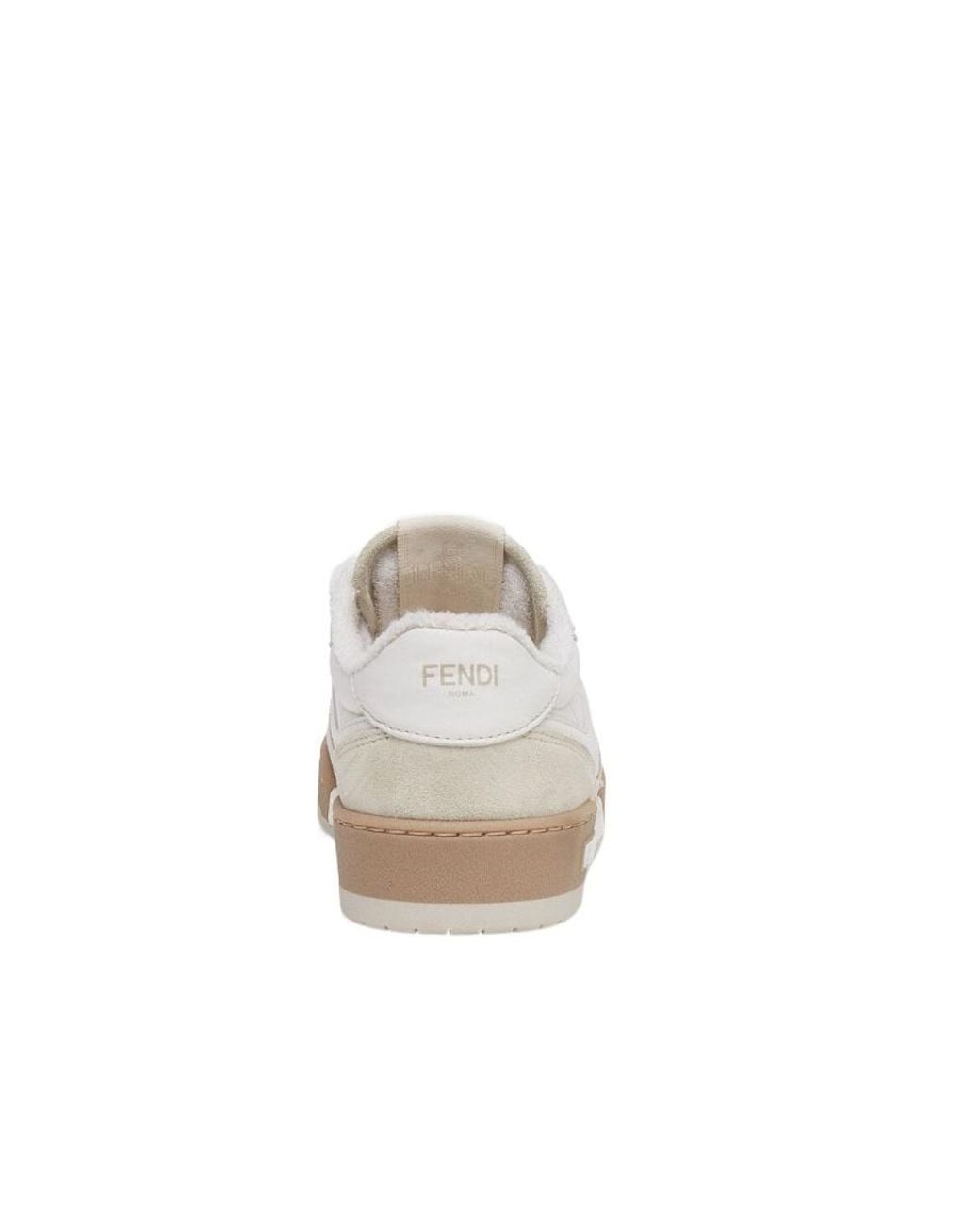 Fendi White Round Toe Lace-Up Sneakers