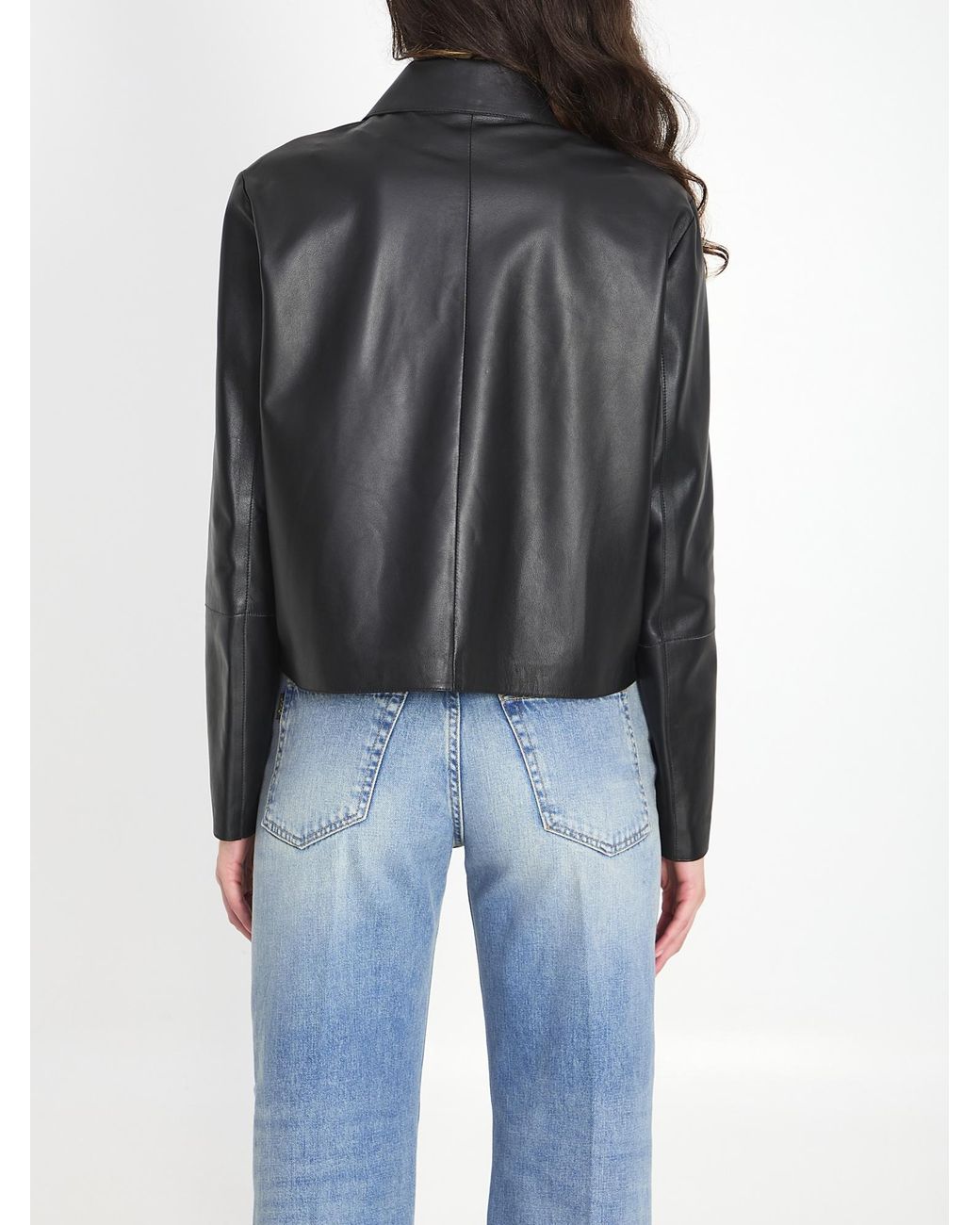 Arma Black Button-Front Leather Jacket