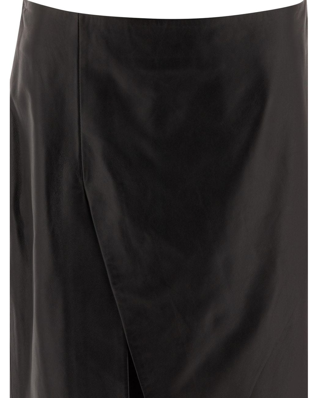 Loulou de Saison Black Loulou De Saison Ekare Front Slit Leather Skirt