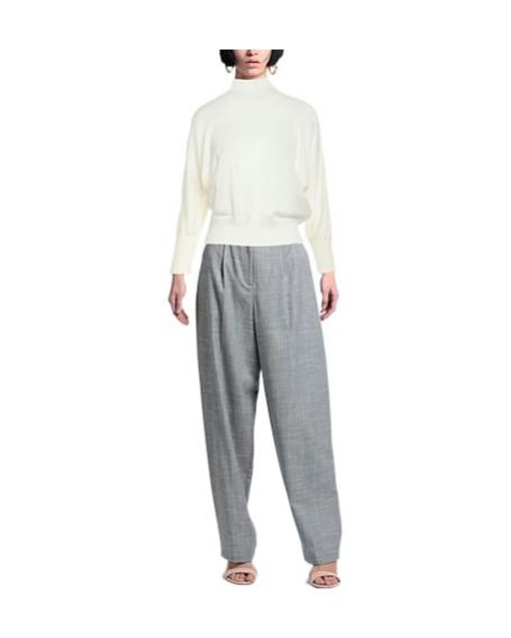 Max Mara White Lightweight Wool Turtleneck Knit Top
