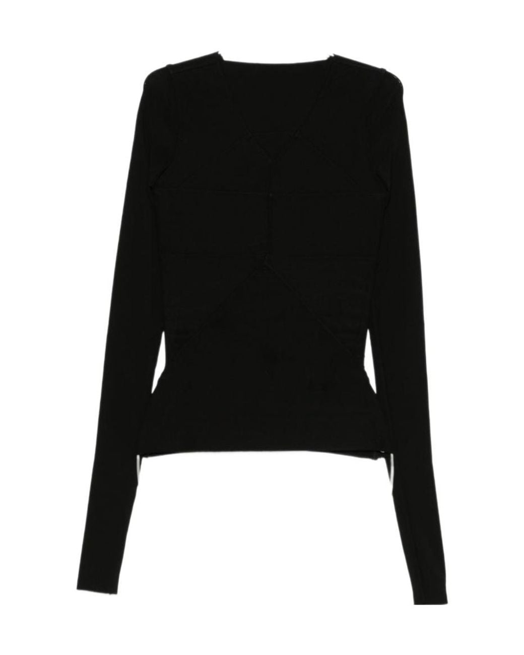 Rick Owens Black Fitted Panelled Long Sleeve Top