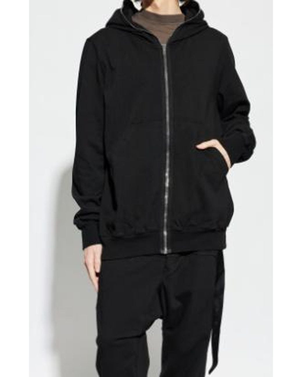 Rick Owens Black Zip-Up Hoodie for men