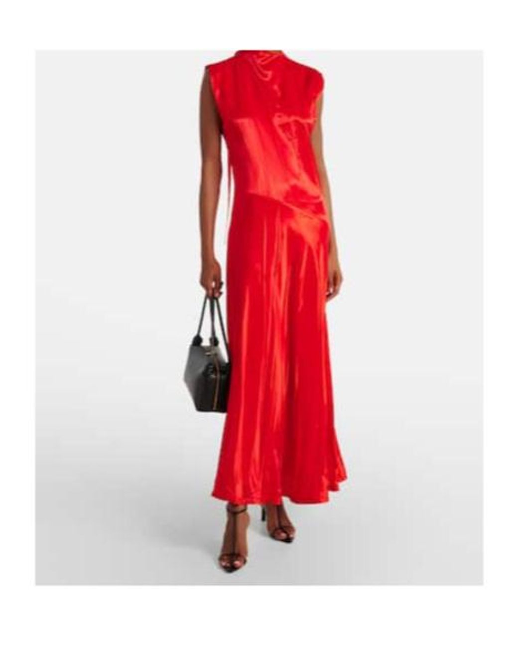Jil Sander Red Satin Midi Dress