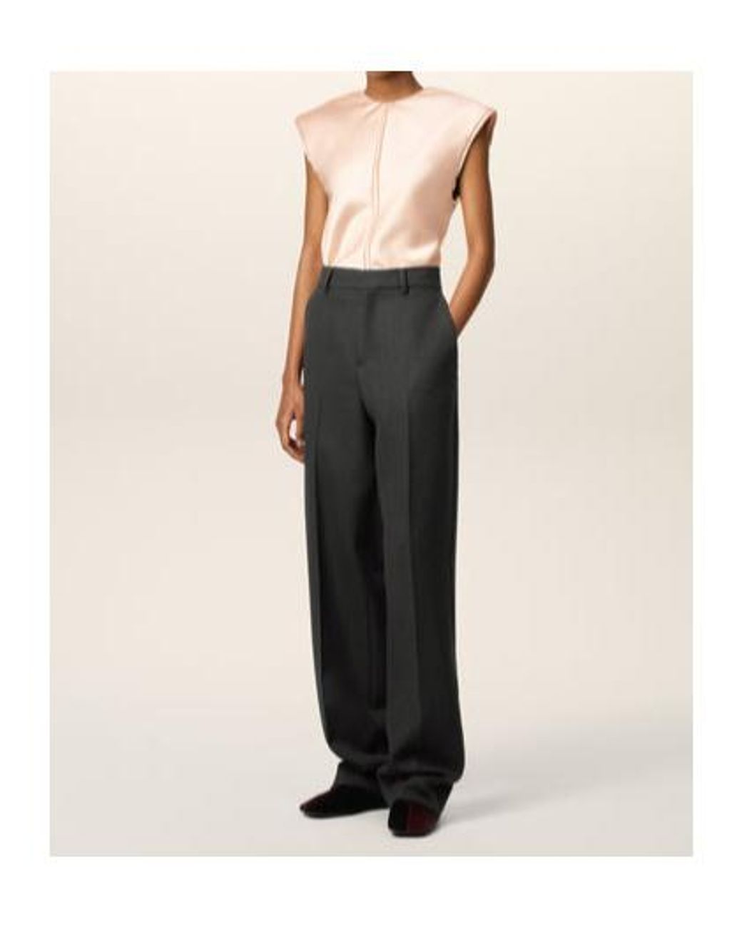 AMI Black Pressed-Crease Trousers