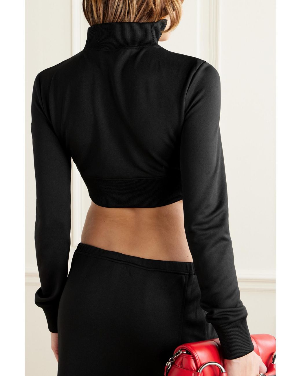 Courreges Black Cropped Ribbed Jersey Jacket