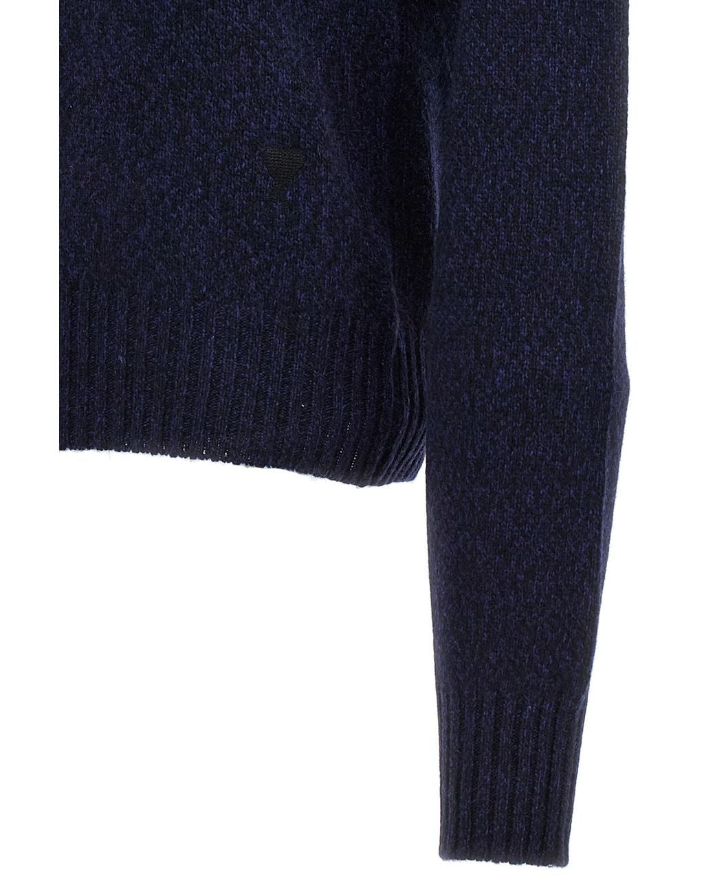 AMI Blue Ami High-Neck Knitted Jumper