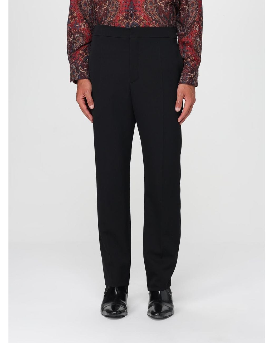 Saint Laurent Black Mid-Rise Slim-Fit Pants for men