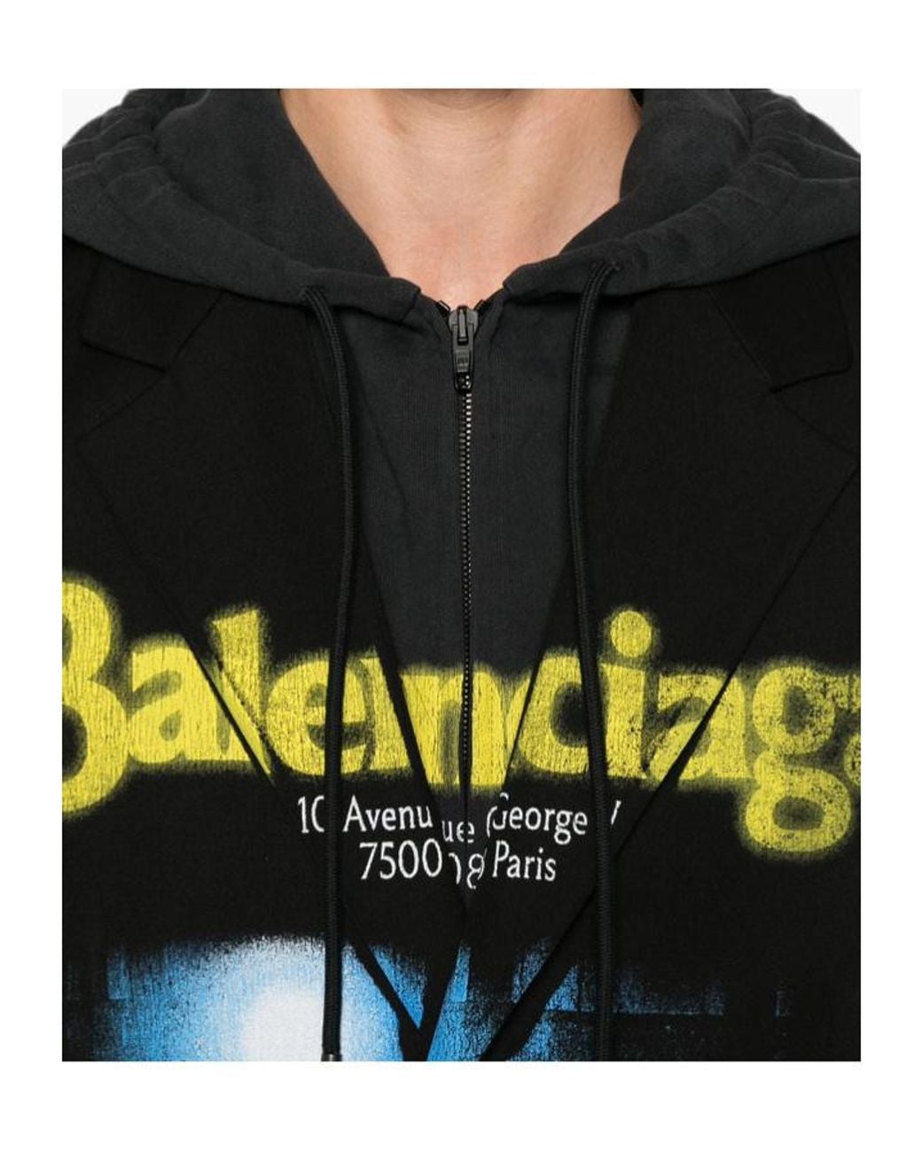 Balenciaga Black Layered Hooded Jacket for men