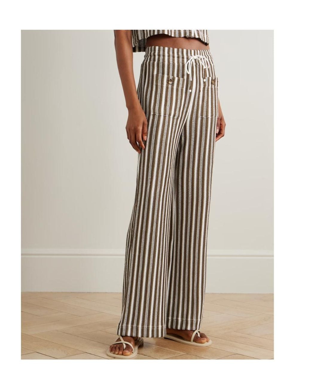 Veronica Beard White Drawstring Elastic Waist Casual Pants