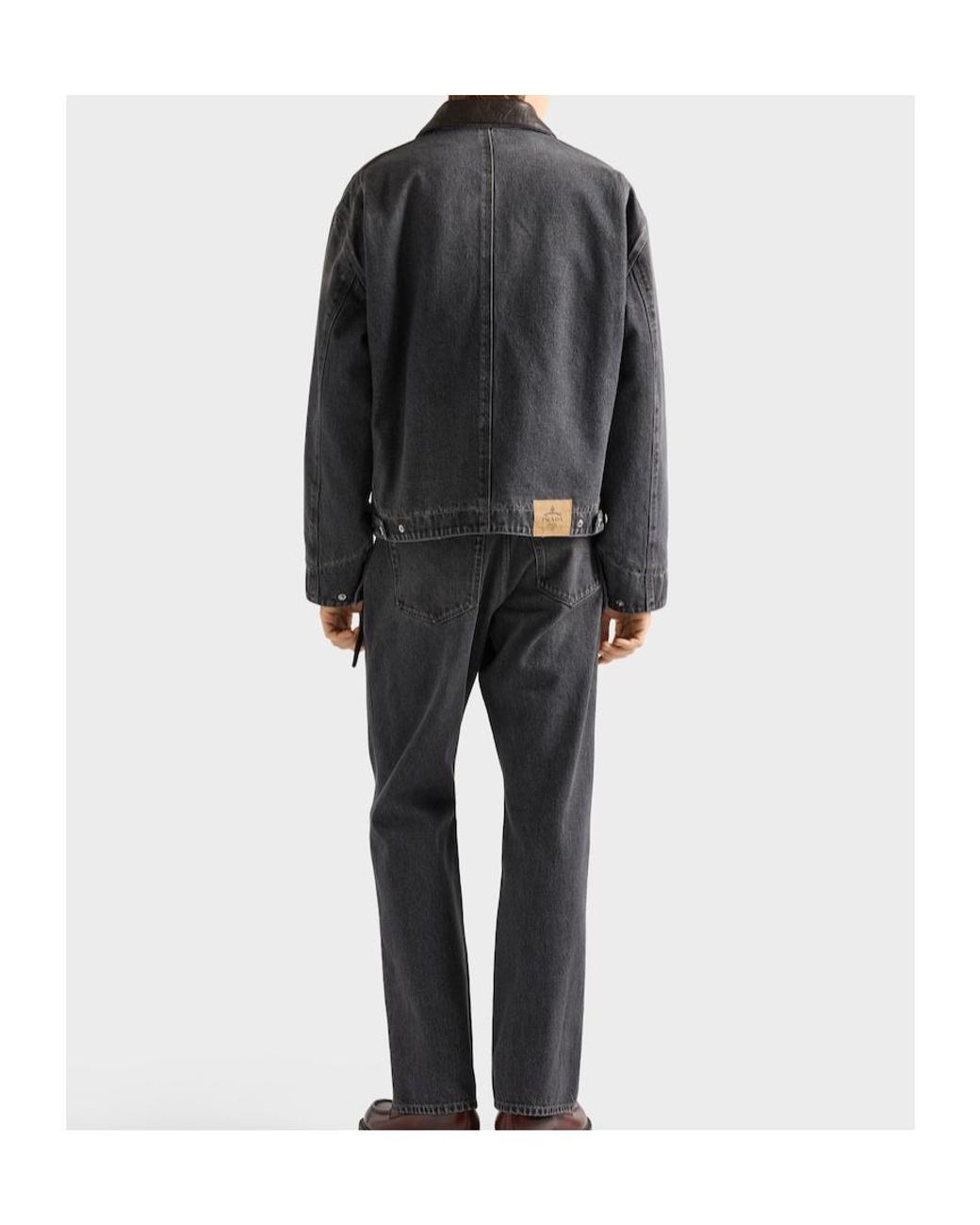 Prada Gray Denim Blouson Jacket for men