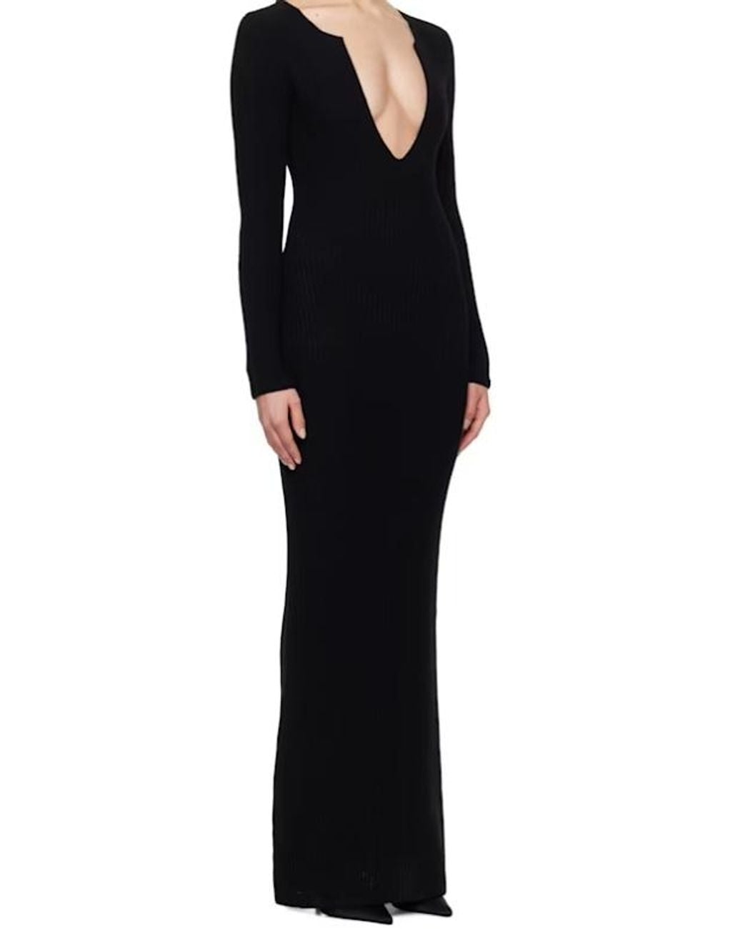 AYA MUSE Black Ribbed Knitted Dress