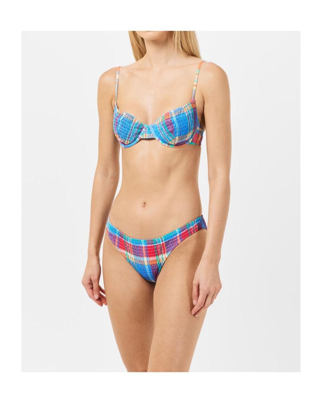 Polo Ralph Lauren Blue Pleated Printed Bikini Top
