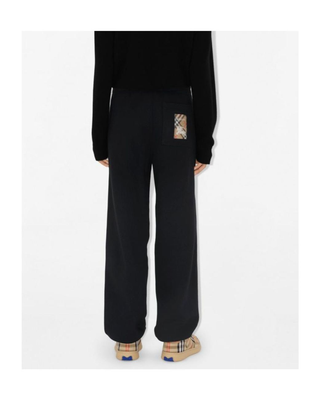 Burberry Black Check Label Cotton Jogging Pants