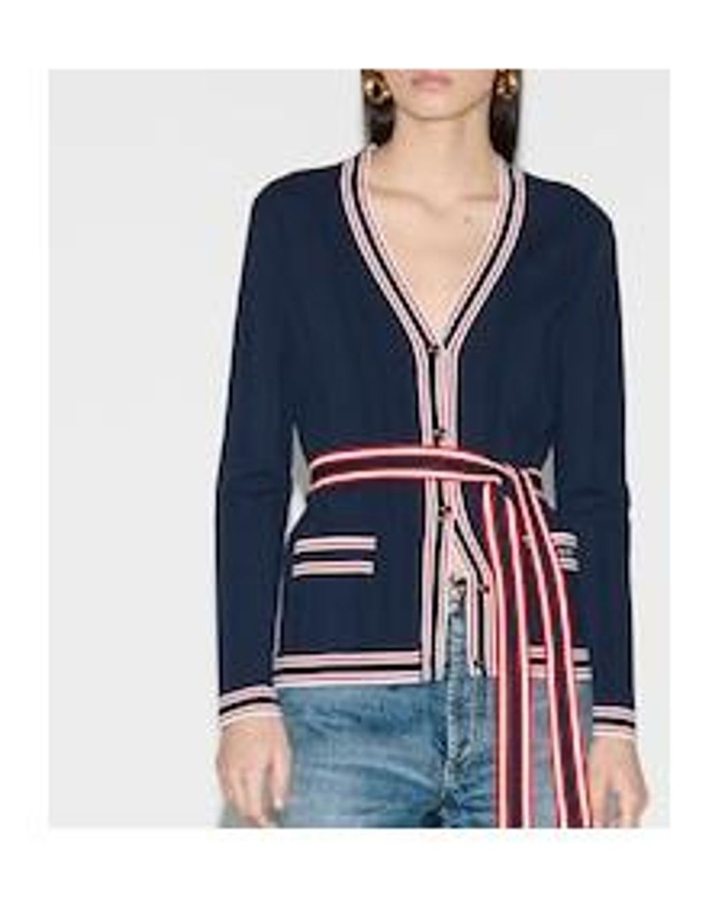 Gucci Blue Belted Button-Up Cardigan