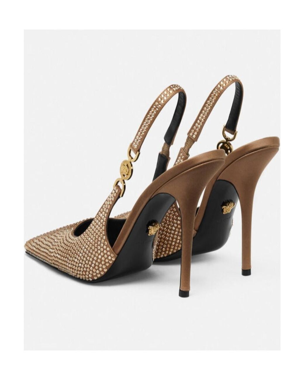 Versace White 110Mm Rhinestone Slingback Pumps