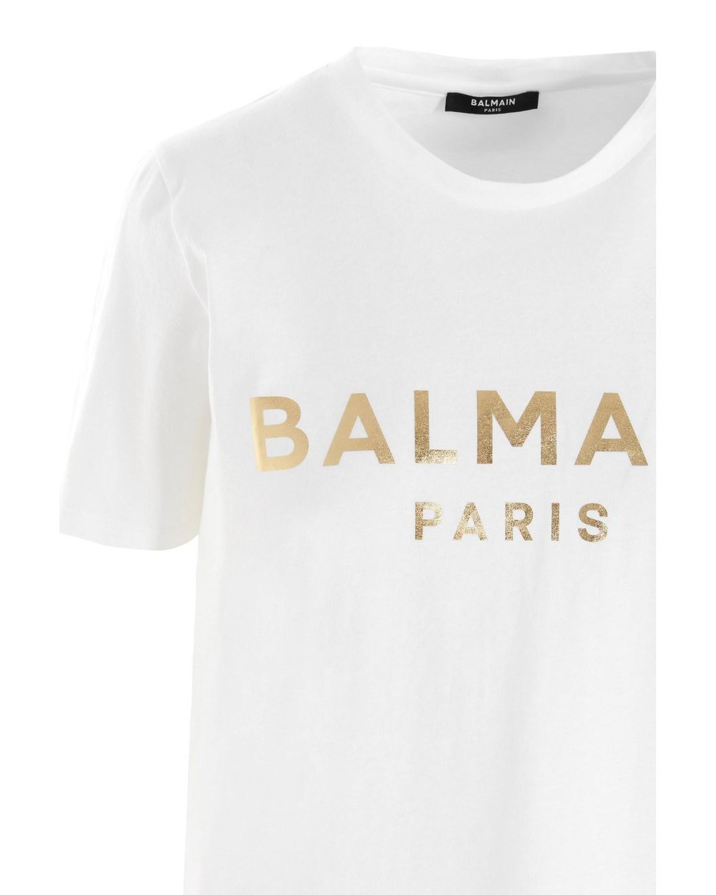 Balmain White Eco-Designed Cotton T-Shirt With Logo Print
