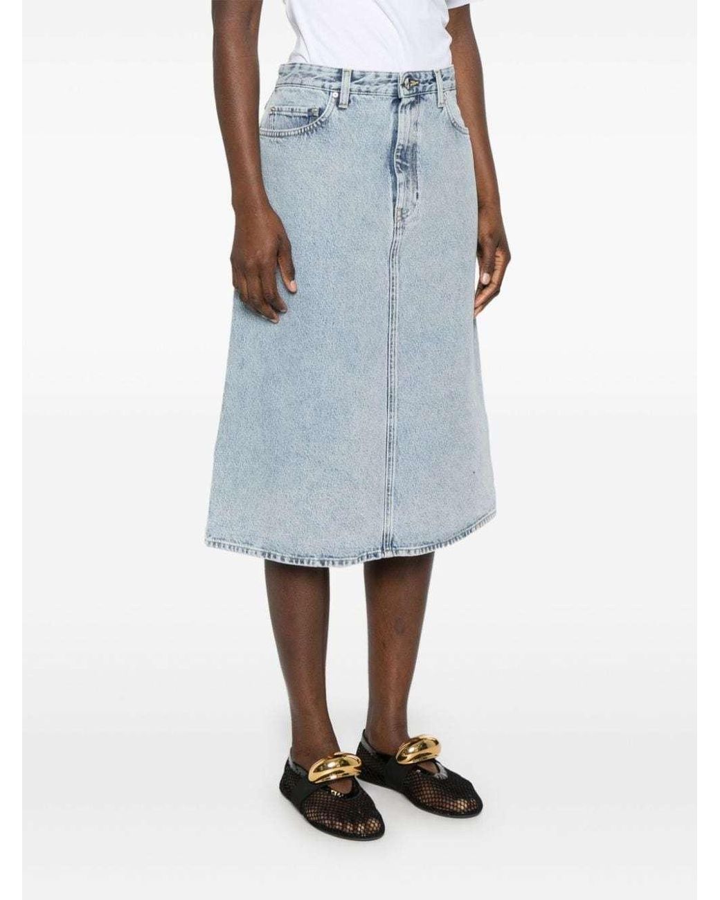 Totême  Blue Totême Mid-Rise Denim Midi Skirt