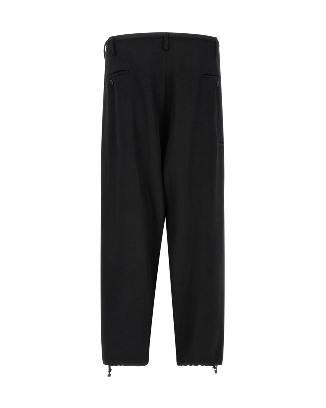 Yohji Yamamoto Black New Standard Wallet Asymmetric-Closure Trousers for men