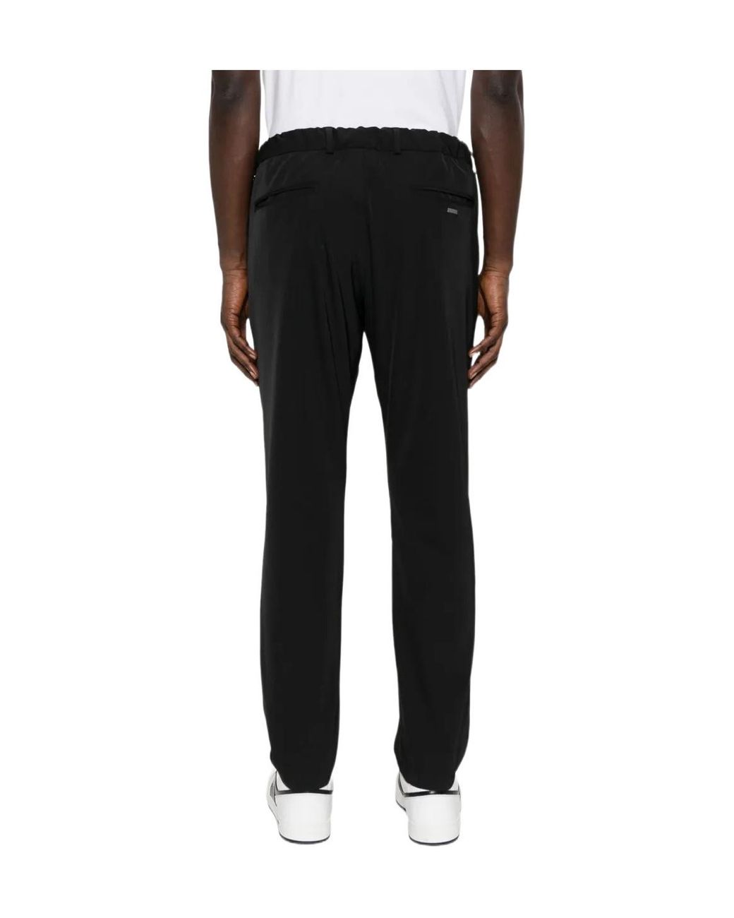 Herno Black Drawstring-Waist Slim-Cut Trousers for men