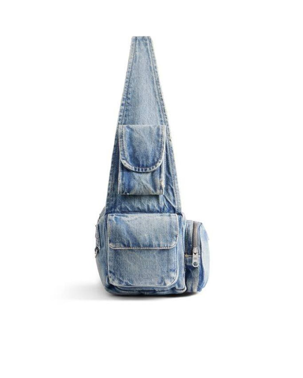 Balenciaga Blue Superbusy Denim Small Sling Bag for men