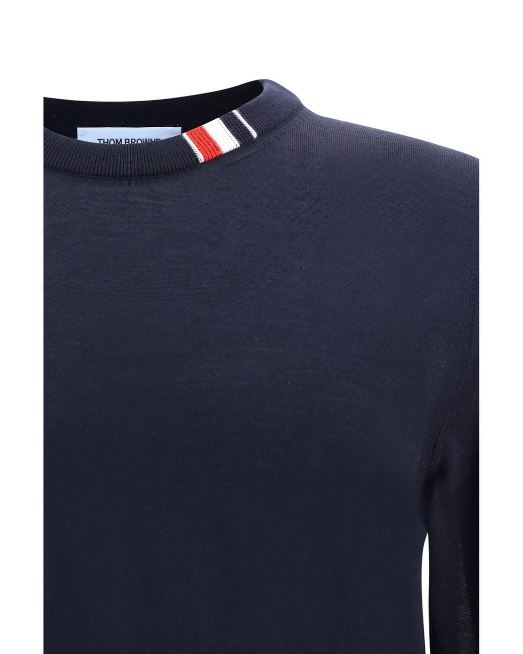 Thom Browne Blue Rwb Stripe Detailed Crewneck Jumper for men