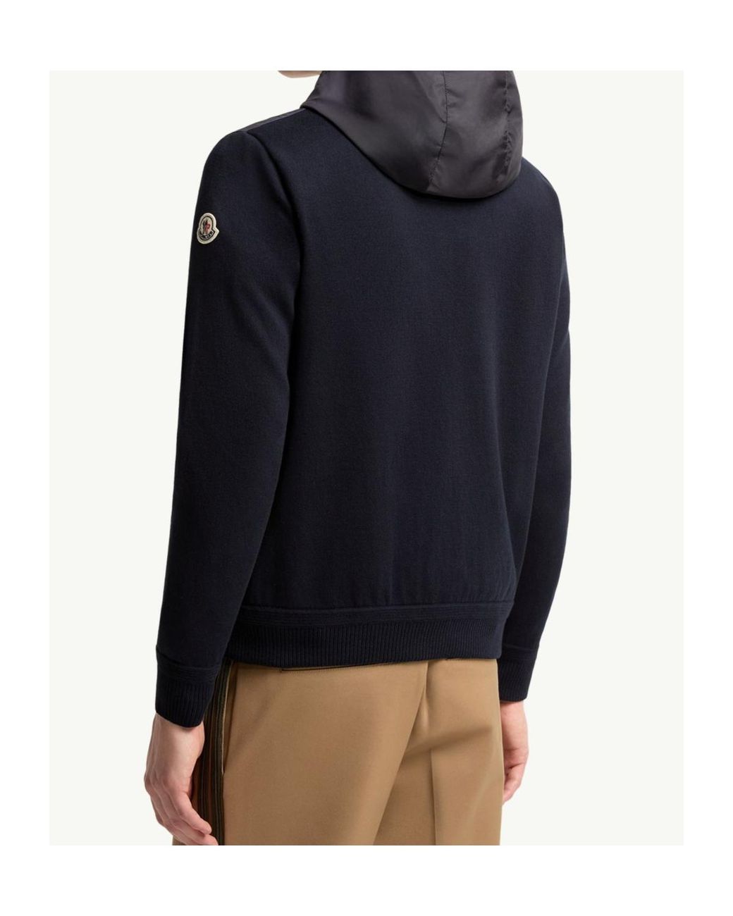 Moncler Blue Logo Patch Zip-Up Hoodie for men