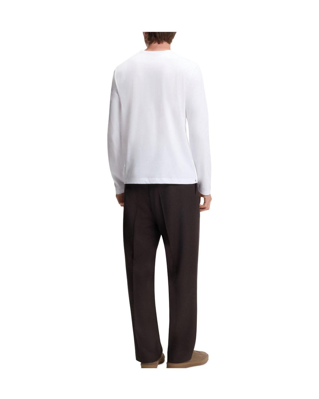 Boss White Crew Double Breasted Sweater for men