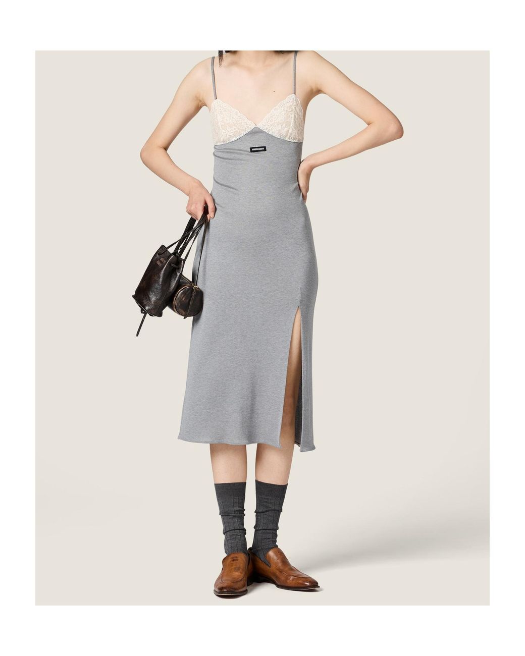 Miu Miu Gray Silk Jersey Dress