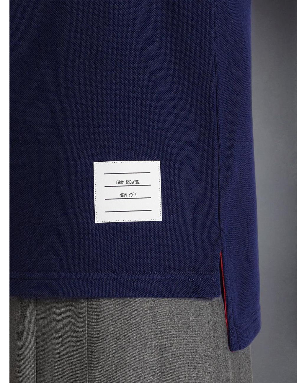 Thom Browne Blue Long-Sleeved Knitted Polo Shirt