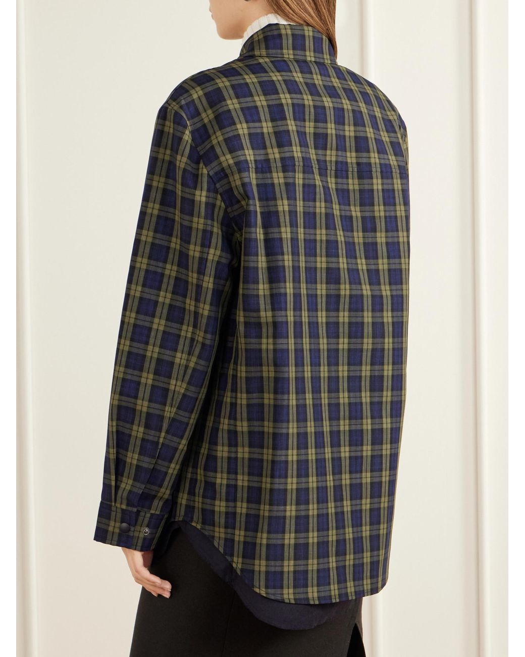 Tibi Gray Checked Shirt Jacket