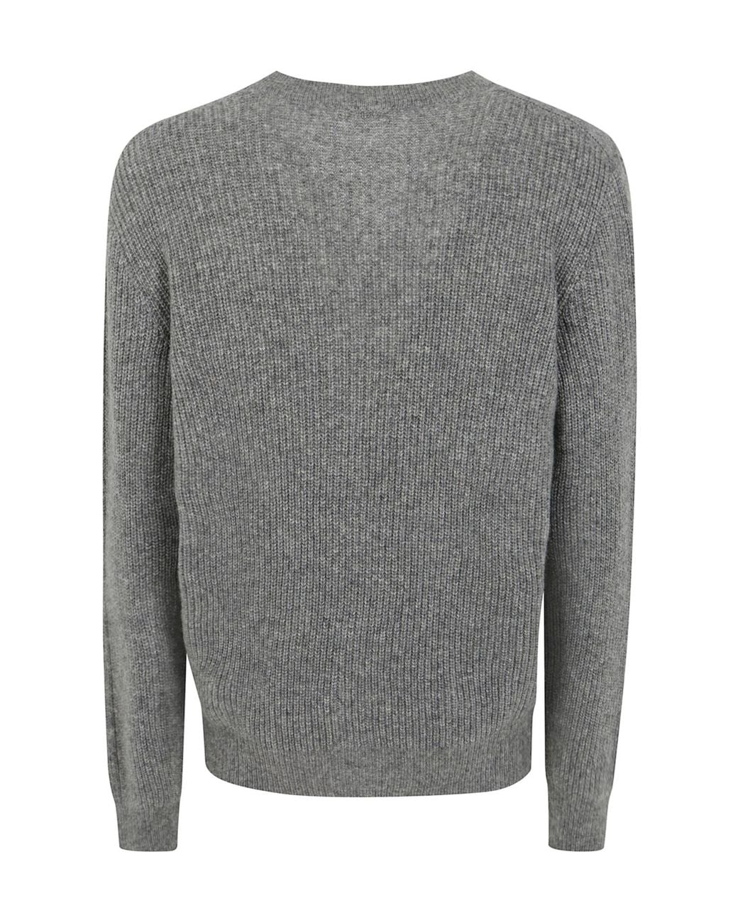 Nuur Gray Ribbed-Knit Wool Cardigan for men