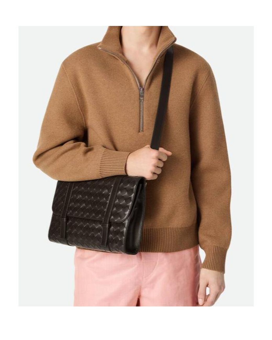 Bottega Veneta Black Piccolo Portfolio Crossbody Bag for men