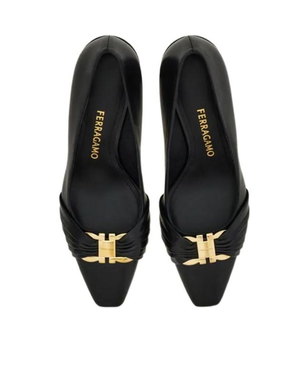 Ferragamo Black Gancini Decorated High Heels