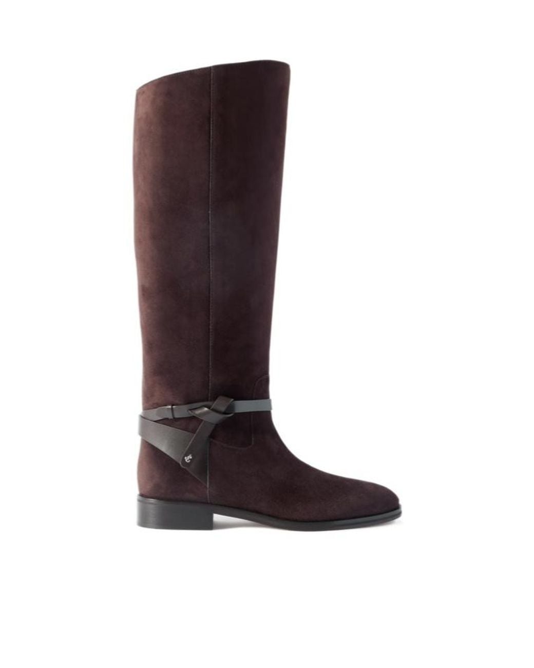 Jimmy Choo Brown Leather Trimmed Knee-High Boots