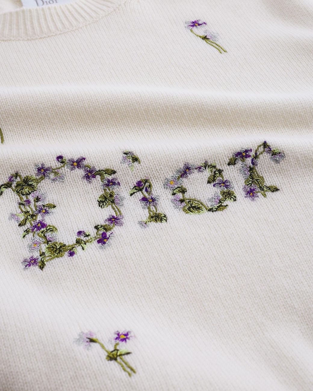 Dior White Embroidered Sweater