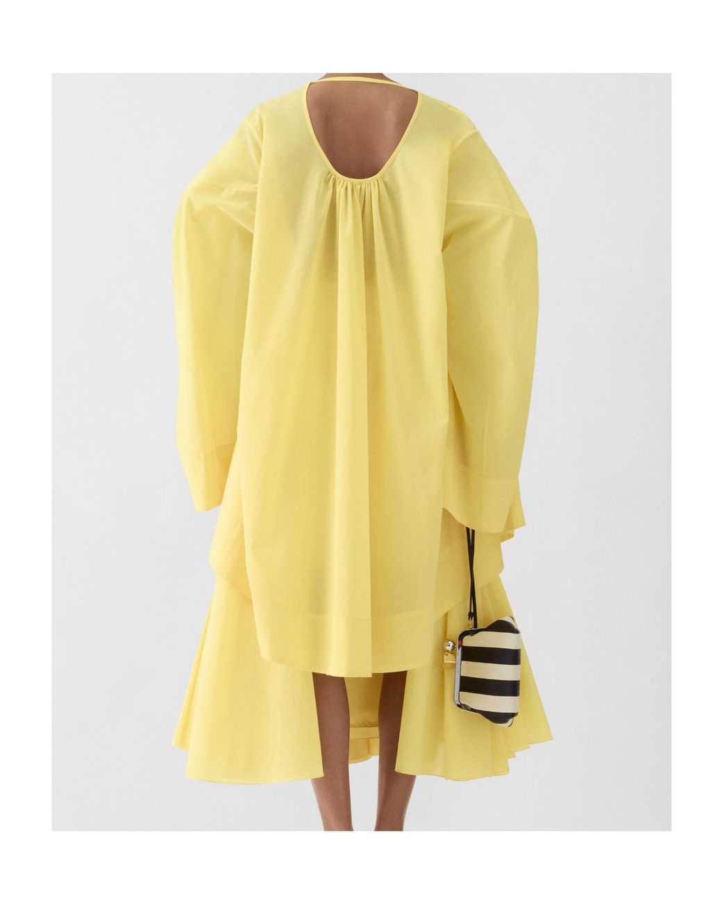 Jacquemus Yellow V-Neck Sheer Flared Dress
