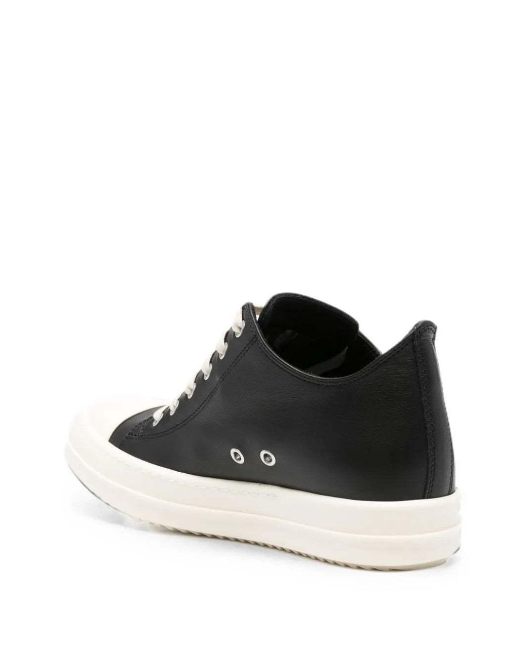 Rick Owens Black Baskets En Cuir À Logo Embossé