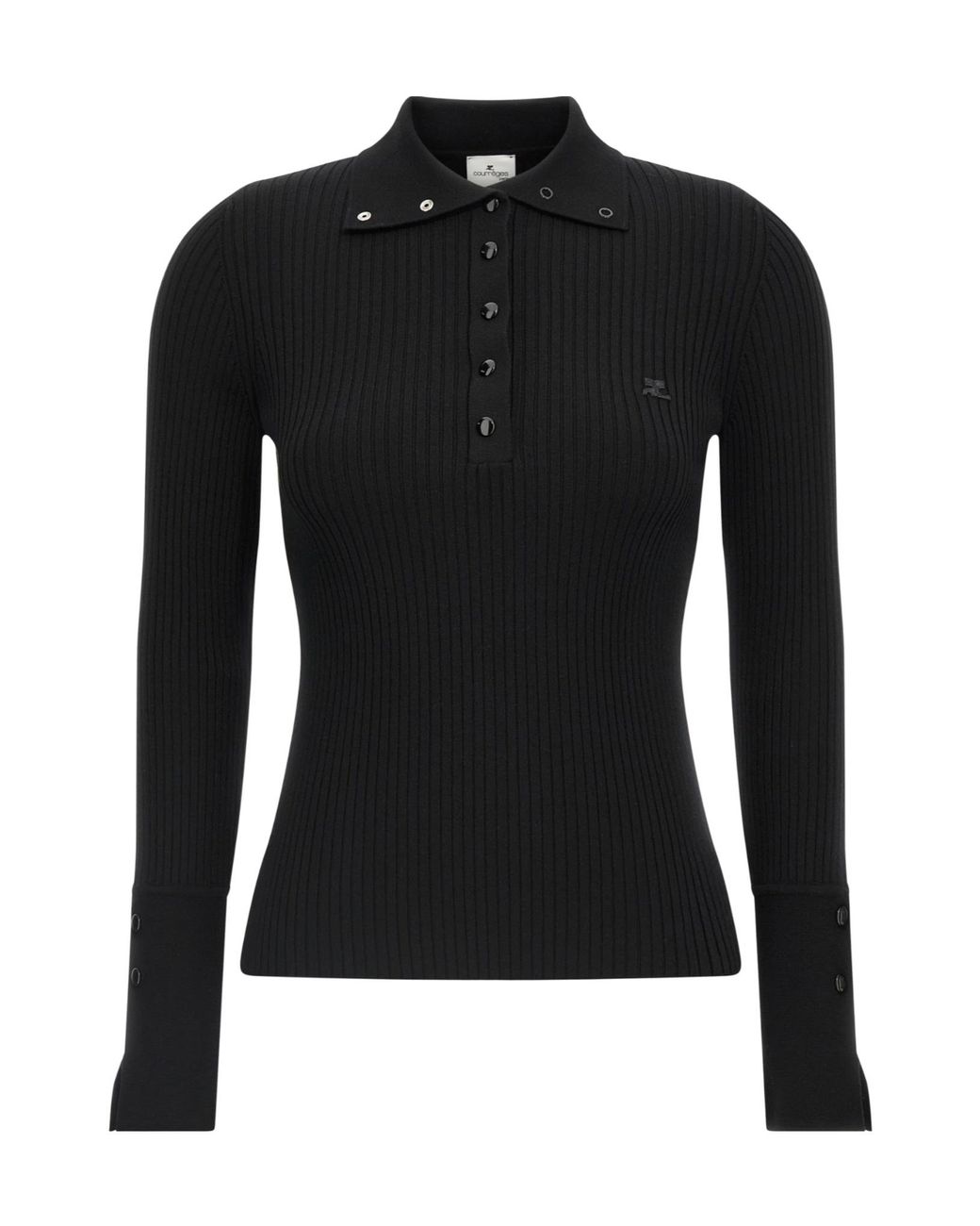 Courreges Black Courrèges Logo Embroidered Knitted Jumper
