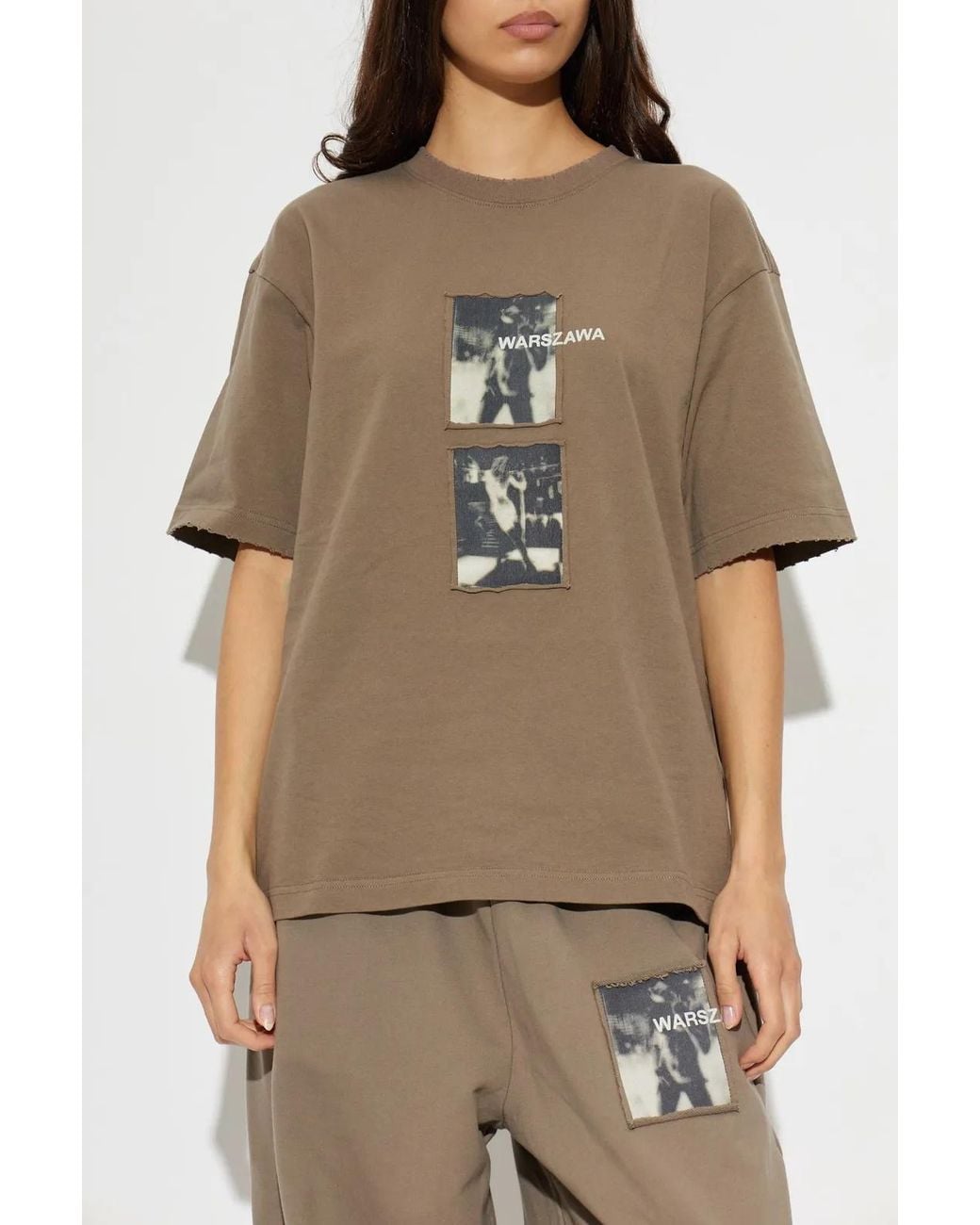 M I S B H V Natural Warszawa Patched T-Shirt for men