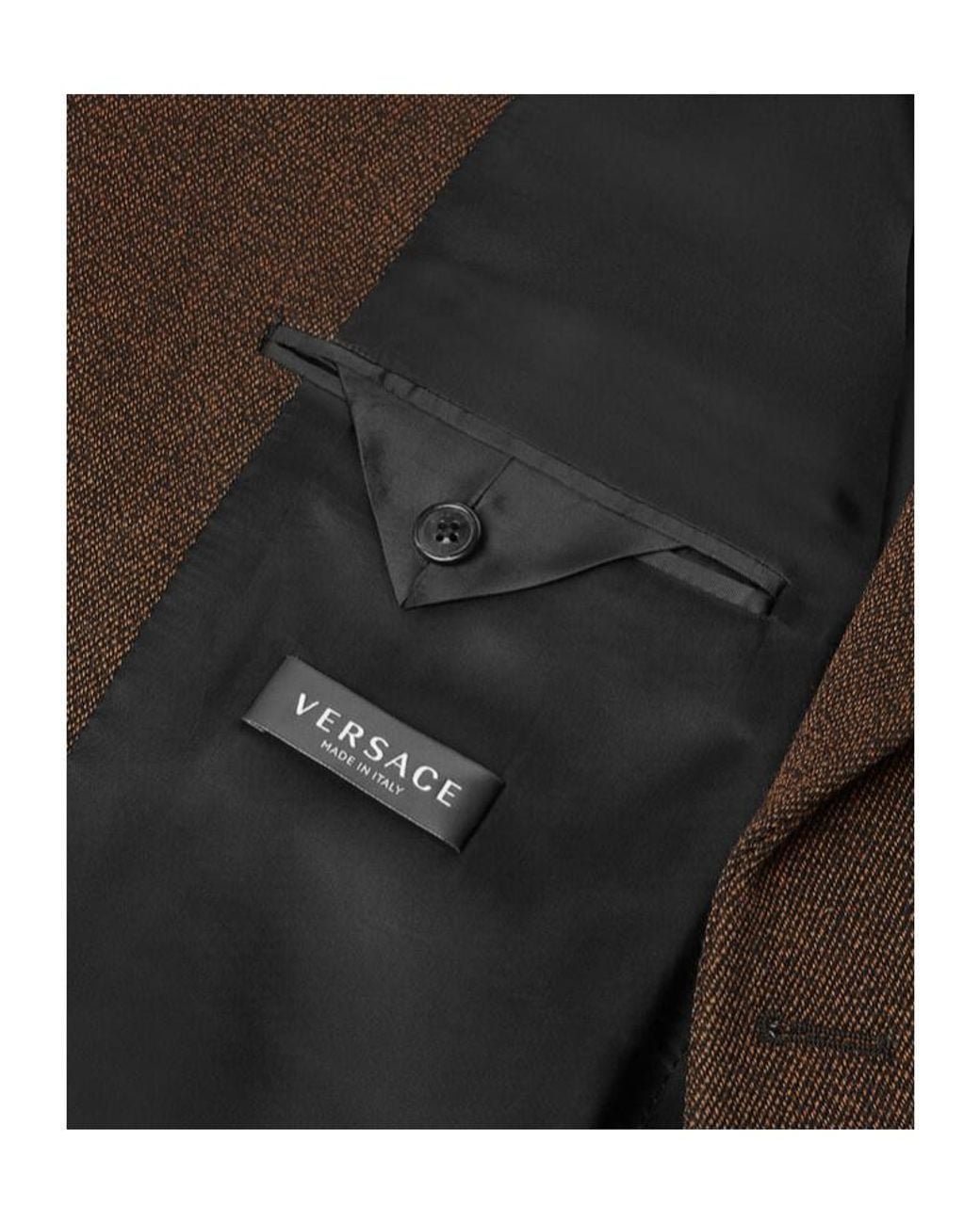 Versace Brown Double-Breasted Wool Blazer for men