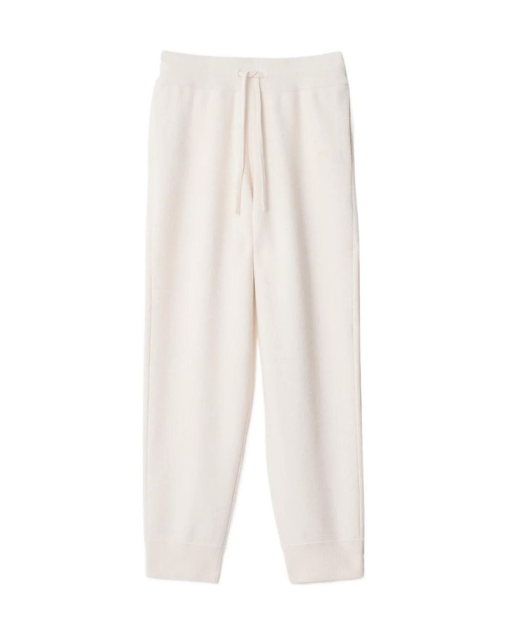 Burberry White Logo Embroidered Tapered Knitted Trousers