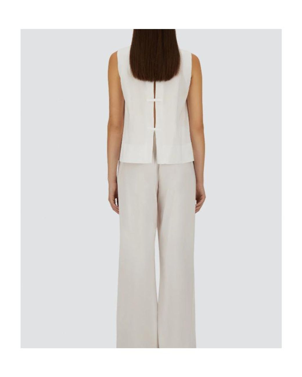 Herno White Straight Hem Sleeveless Top